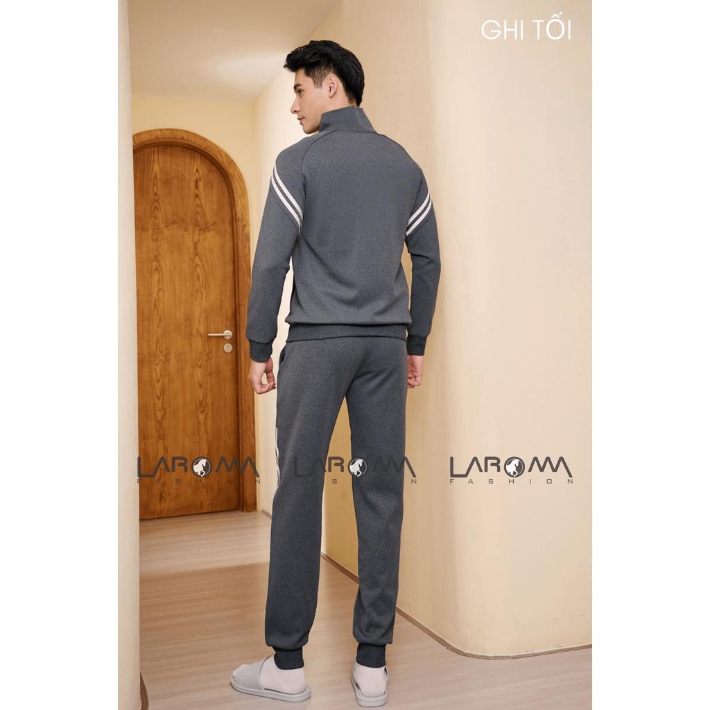 Bộ Quần Áo Nỉ Thu Đông Khóa Kéo Laroma Cho Nam | Sọc Đôi - Giữ Ấm - Vải Thơm - Kháng Khuẩn