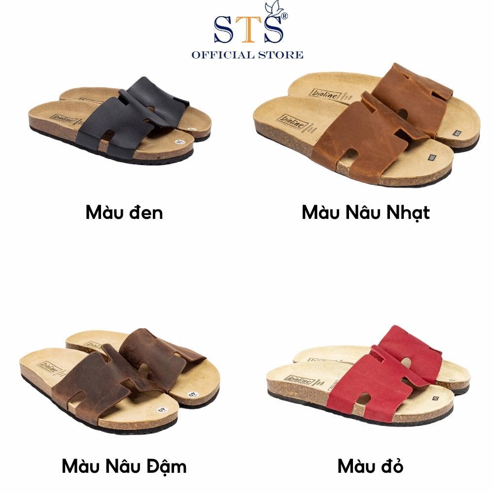Dép đế trấu DA BÒ THẬT NGUYÊN TẤM bản rộng unisex birken hàng xuất khẩu cao cấp ST04