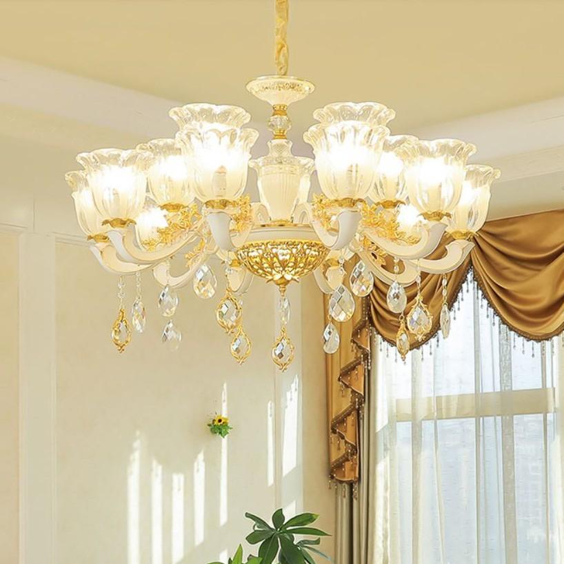 Đèn chùm pha lê LUNA tân cổ điển kiểu dáng sang trọng đẳng cấp - kèm bóng Led chuyên dụng
