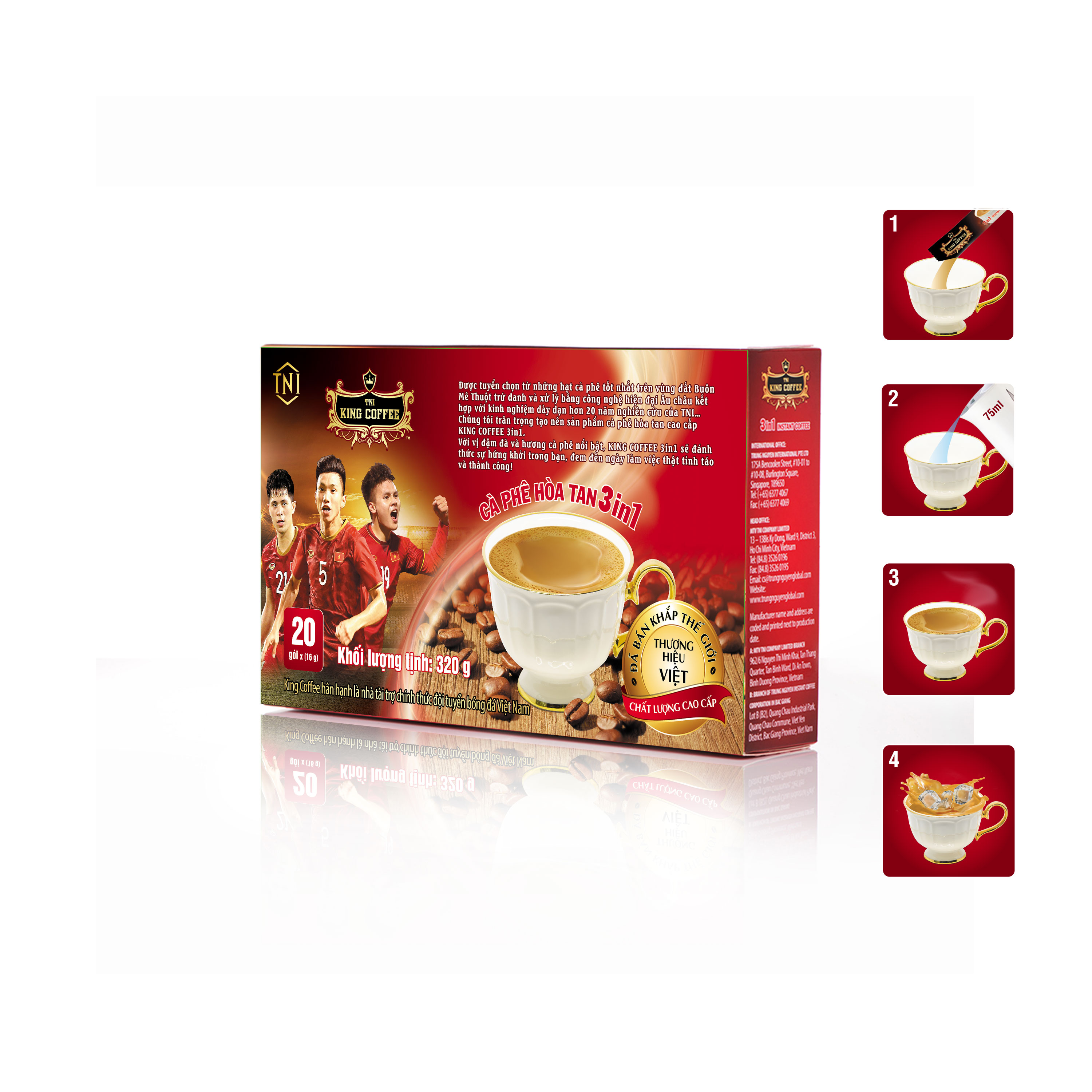 Cà phê hòa tan King Coffee 3IN1 320g