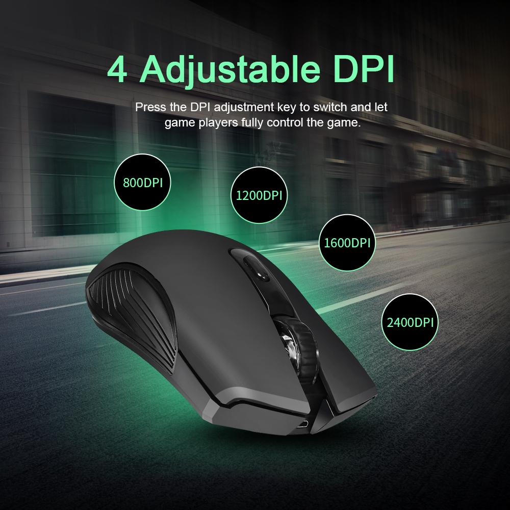 Chuột chơi game không dây YWYT 2400DPI Chuột có thể điều chỉnh DPI với 2.4G và 10m / 33ft