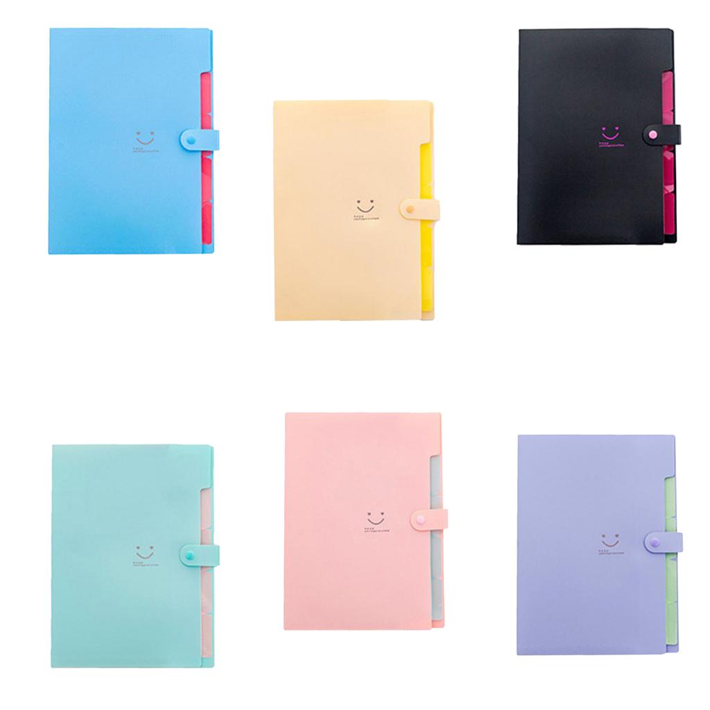 5 Pockets Expanding File Folders Portable A4 Letter Size Black