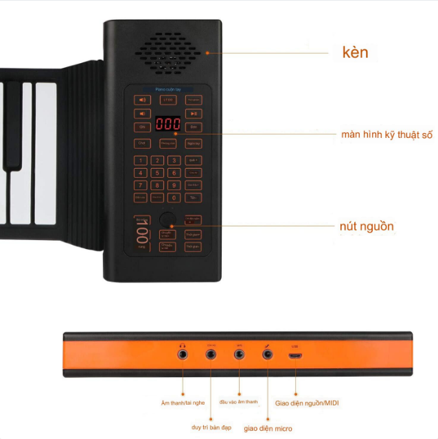 Piano 88 Phím Cuộn xếp gọn hỗ trợ bluetooth - hàng cao cấp