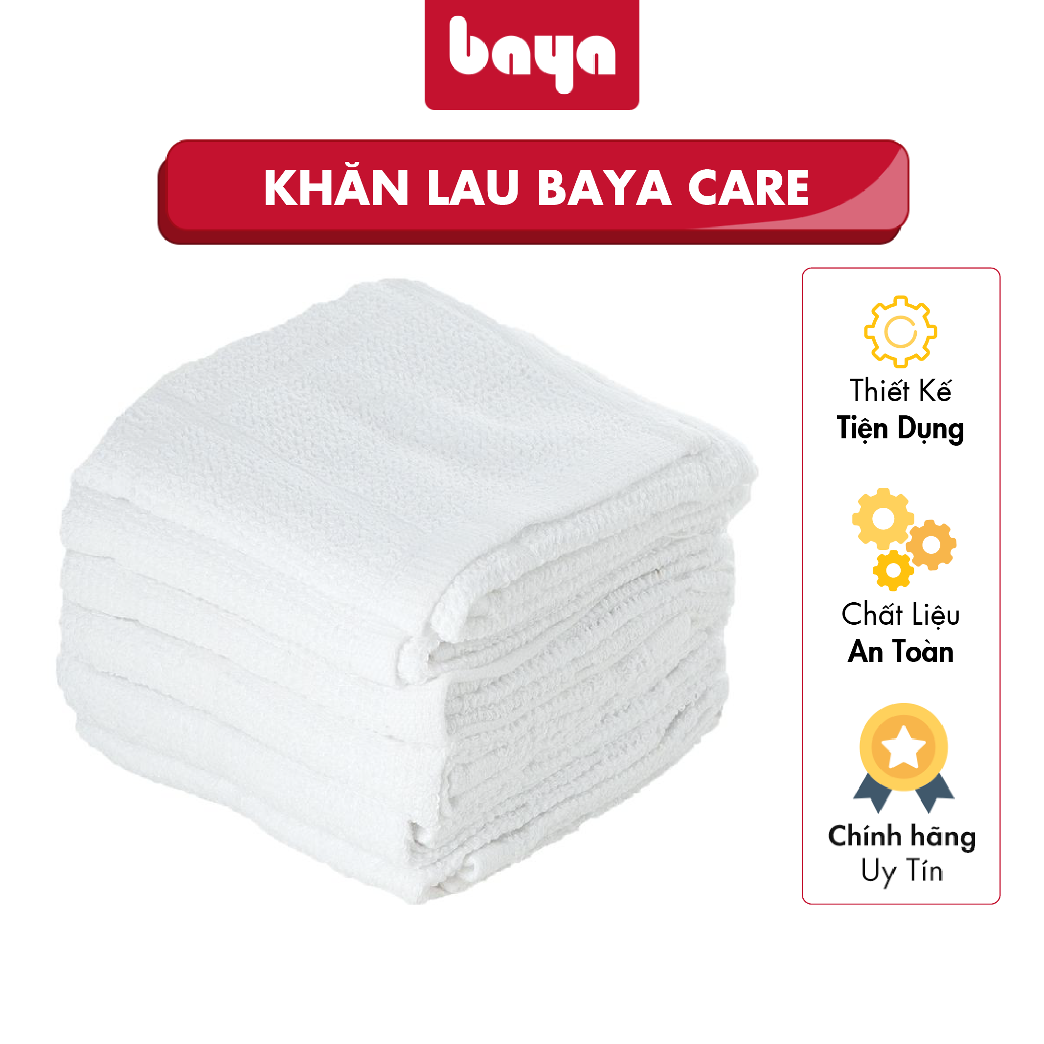 Khăn Lau Tay BAYA CARE Bằng Vải Cotton Sợi Mềm Thấm Nước Tốt, Mềm Mịn Với Da Tay, Hiệu Suất Làm Sạch Cao, Dễ Dàng Giặt Và Mau Khô 2833