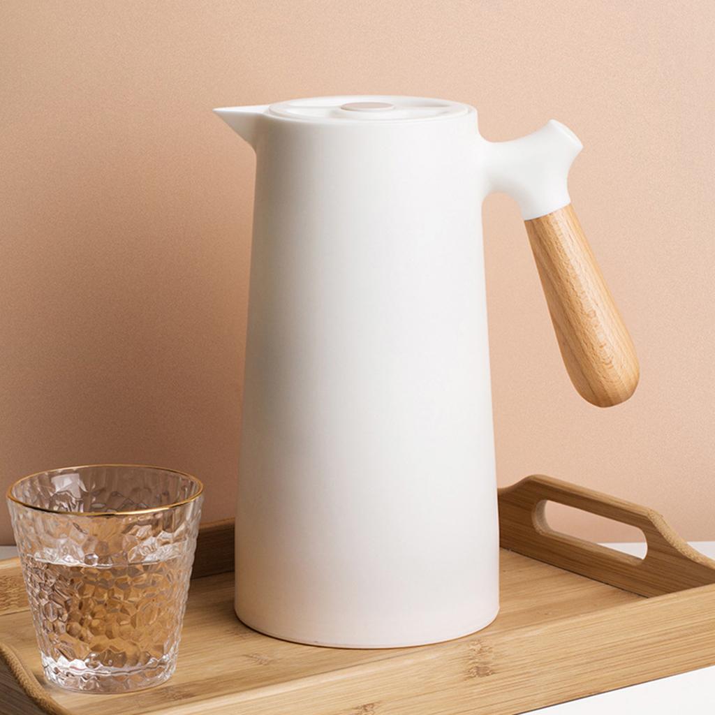 2X Large Capacity Thermal Double Walled Kettle Household Pot Glass 1L White