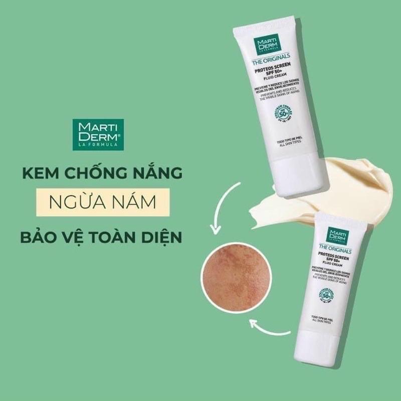 HÀNG NHẬP KHẨU - Kem Chống Nắng MartiDerm Proteos Screen SPF 50+ Fluid Cream Cho Mọi Loại Da Dầu, Mụn, Nám, Tăng Sắc Tố