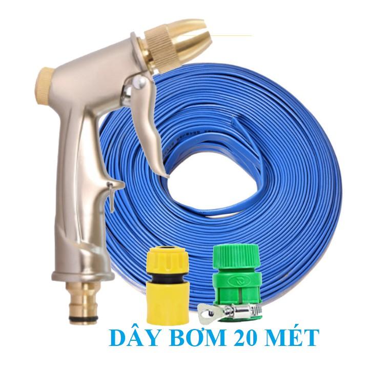 Bộ dây vòi xịt nước rửa xe, tưới cây . tăng áp 3 lần, loại 20m 206587 cút sập, + tặng đai