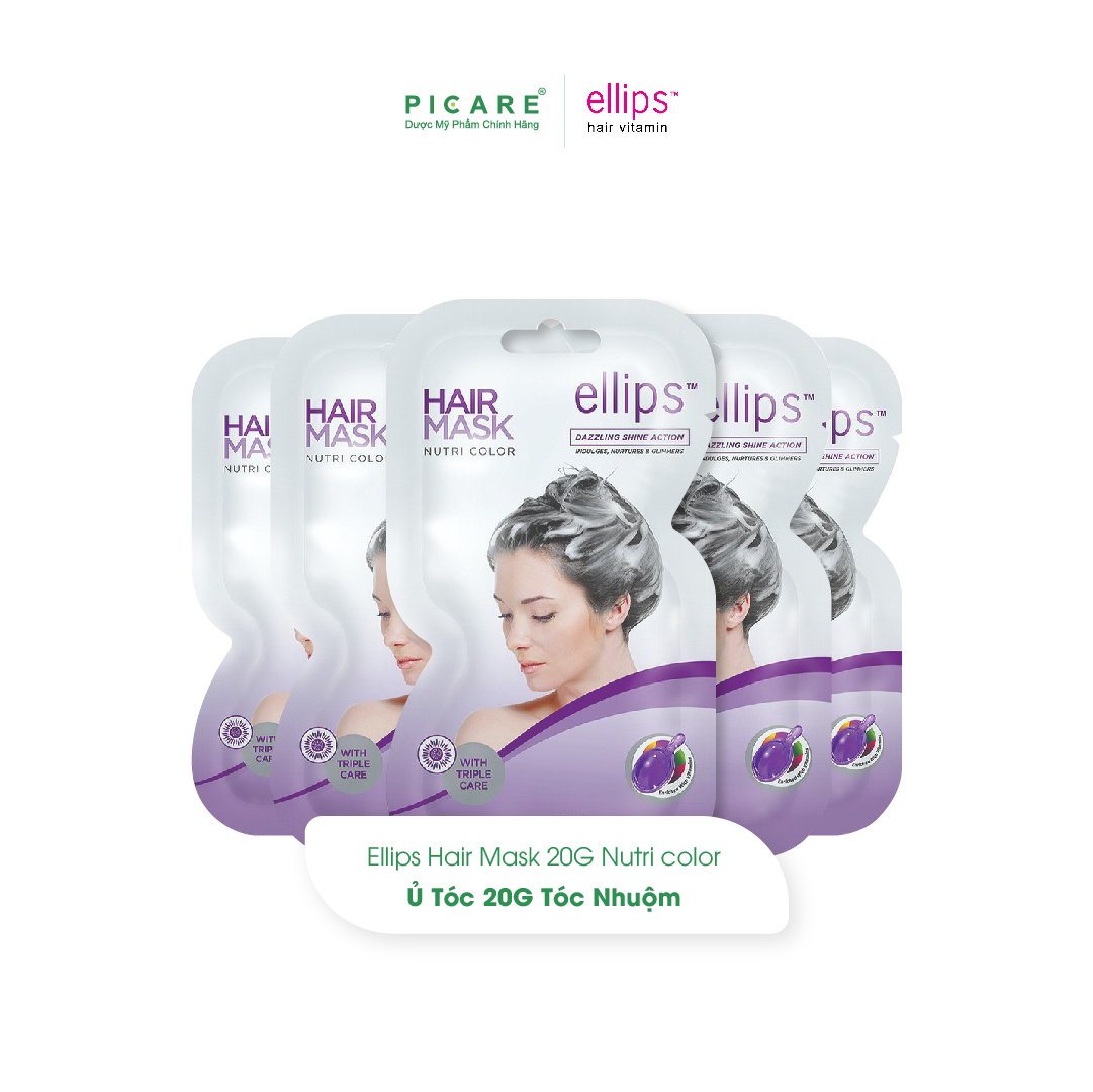 [COMBO 5 GÓI] Kem Ủ Tóc Cho Tóc Uốn Nhuộm Ellips Vitamin Hair Mask Nutri Color 20g