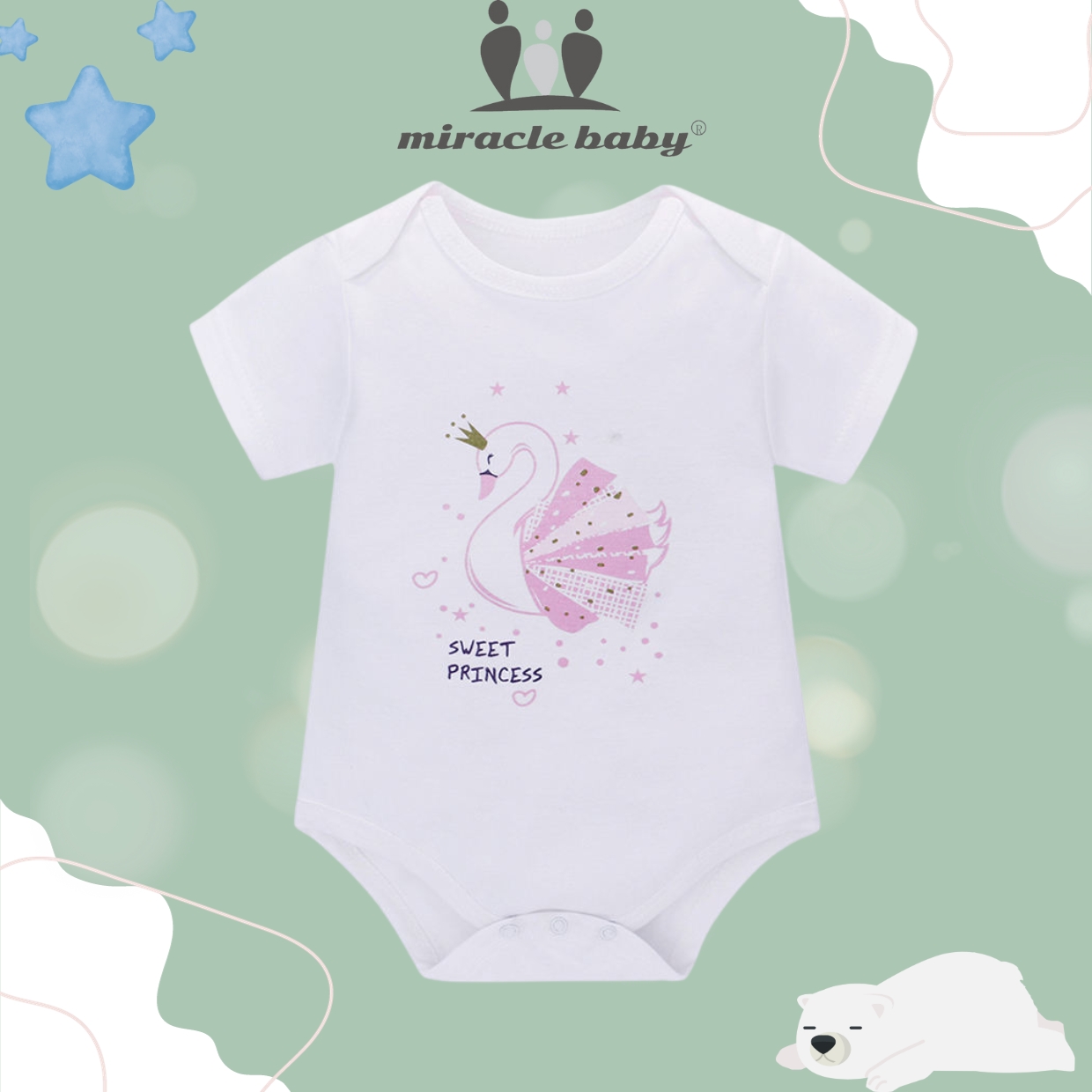 Jumpsuit/Bodysuit ngắn Miraclebaby chất liệu 100% cotton mềm mại thoáng mát cho bé trai , bé gái (Từ 0-12 tháng)