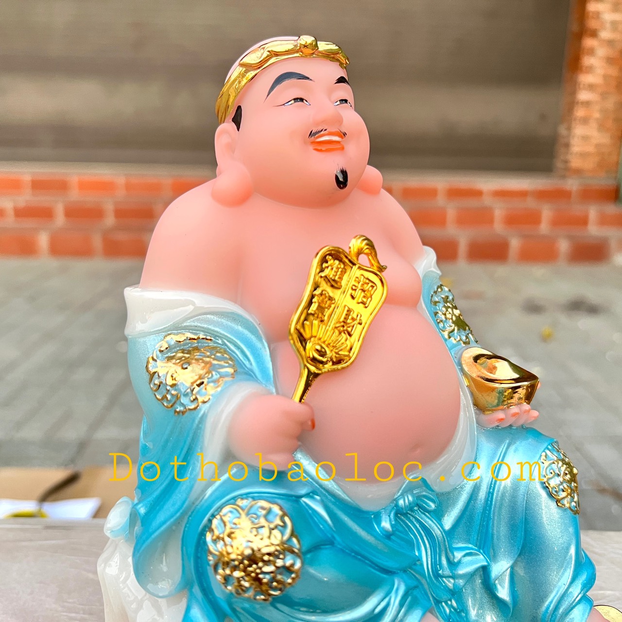 Tượng Thần tài Thổ Địa đế đá nhập khẩu cao cấp cao 20 cm – Xanh dương