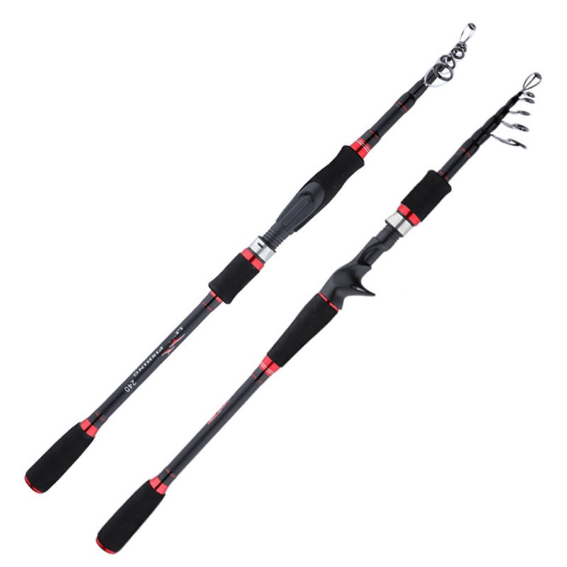 Bộ cần câu cá carbon 2m1 - Kèm máy kim loại ngang câu lure - Tặng kèm Cước BLC13 &quot; Giao Máy Màu Ngẫu Nhiên &quot;