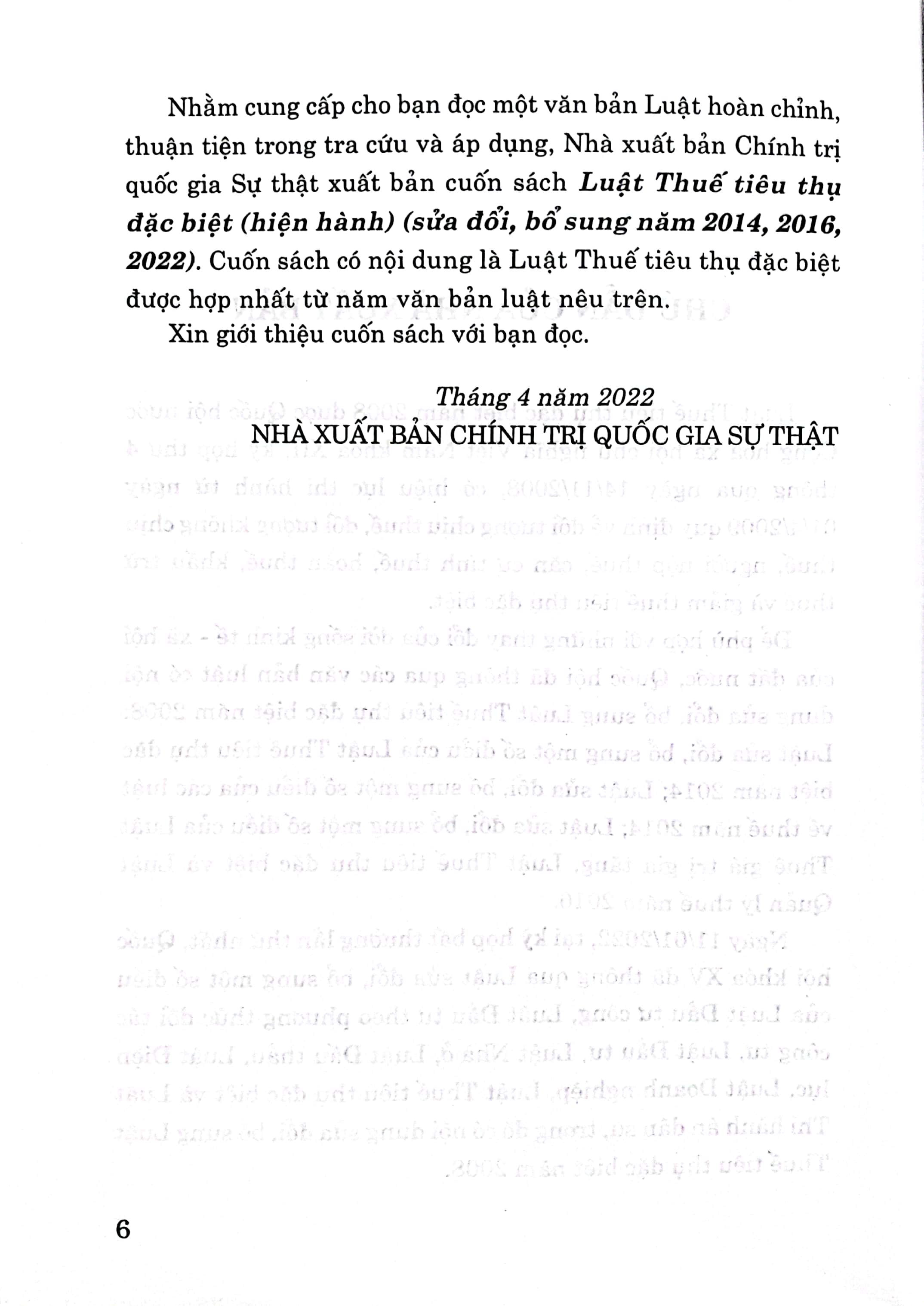 Luật Thuế tiêu thụ đặc biệt (Hiện hành) (Sửa đổi, bổ sung năm 2014, 2016, 2022)