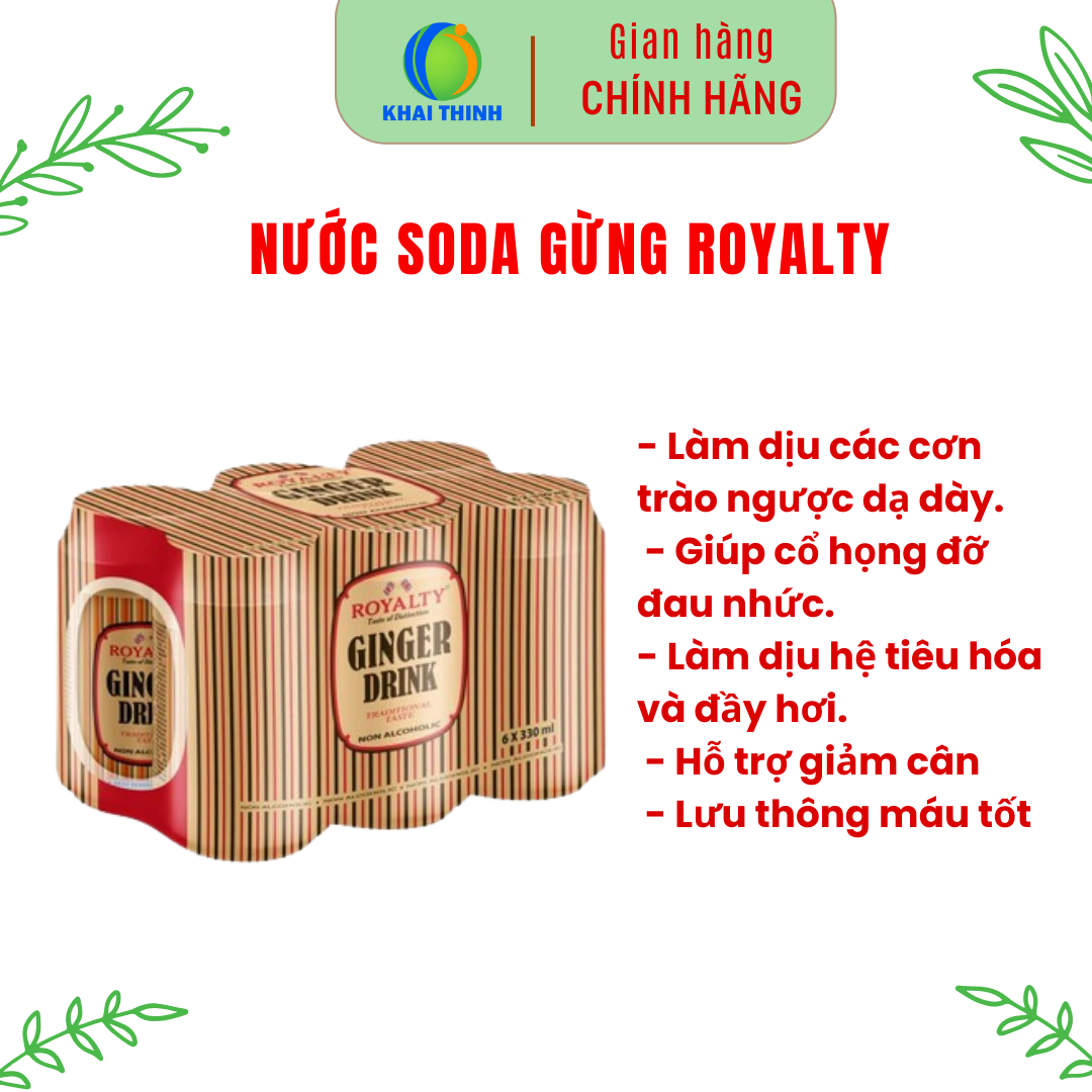 Nước Soda Gừng Phù Hợp Ăn Kiêng Giữ Ấm Cơ Thể Nhập Khẩu Anh Quốc ROYALTY GINGER 330ml