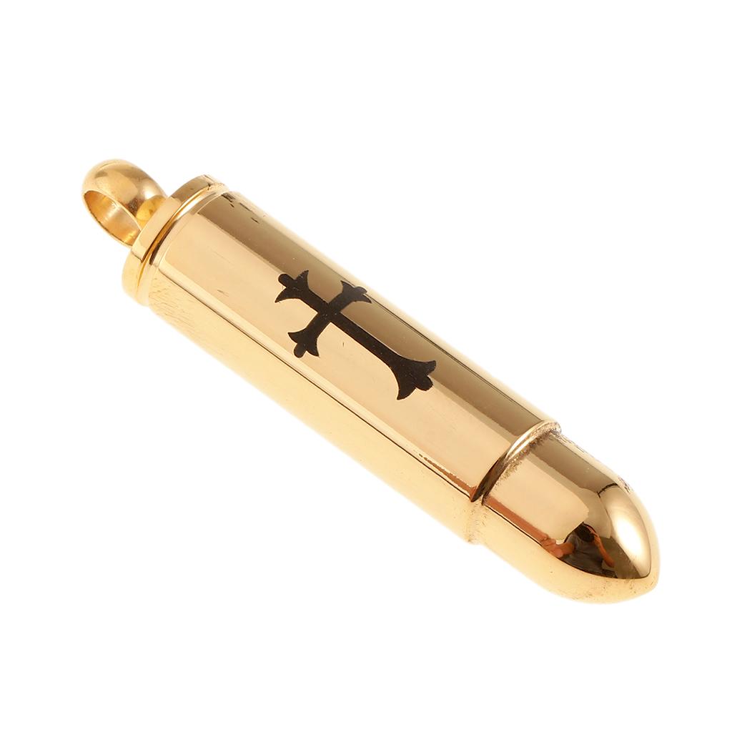 Silver/Gold Stainless Steel Cross Bullet Pendant Cremation Jewelry for Ashes