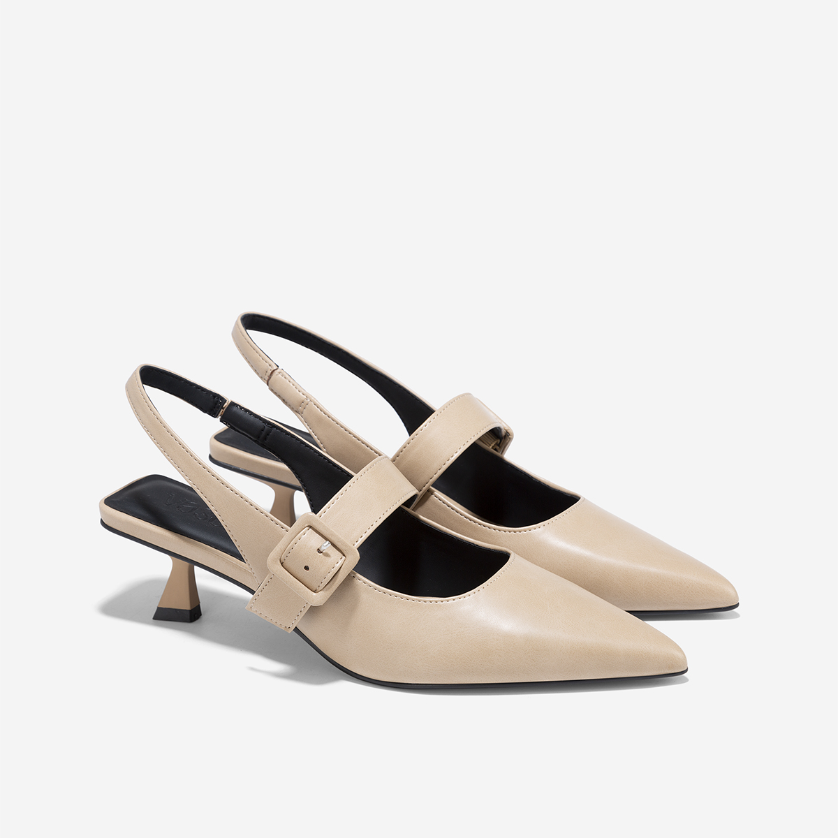 Giày bít mũi nhọn slingback phối quai - BMN 0658