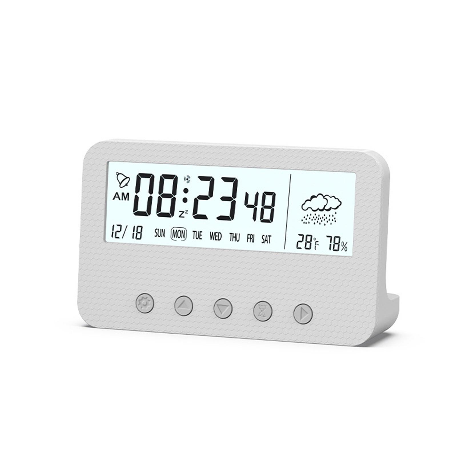 Alarm Clock Thermometer Hygrometer Snooze Humidity for Bedroom Outdoor