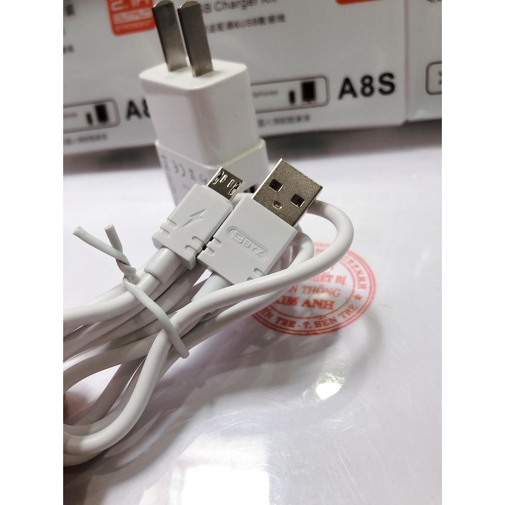 Bộ sạc BYZ A8S, dòng điện 2.1A, chuôi V8/ Micro Bảo hành 12 tháng, Hàng chính hãng