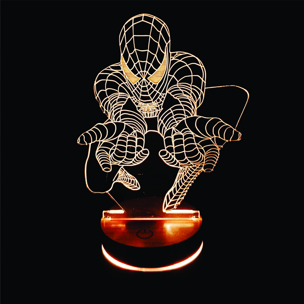 Spider man, người nhện, Đèn 3D led, Đèn ngủ thay đổi 16 màu