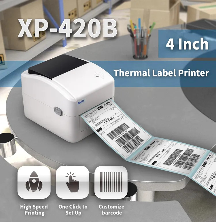 Máy in nhiệt Xprinter XP - 420B Cổng USB + WiFi In đơn hàng TMĐT, in tem nhiệt mã vạch khổ A6 từ điện thoại và máy tính - Hàng Chính Hãng