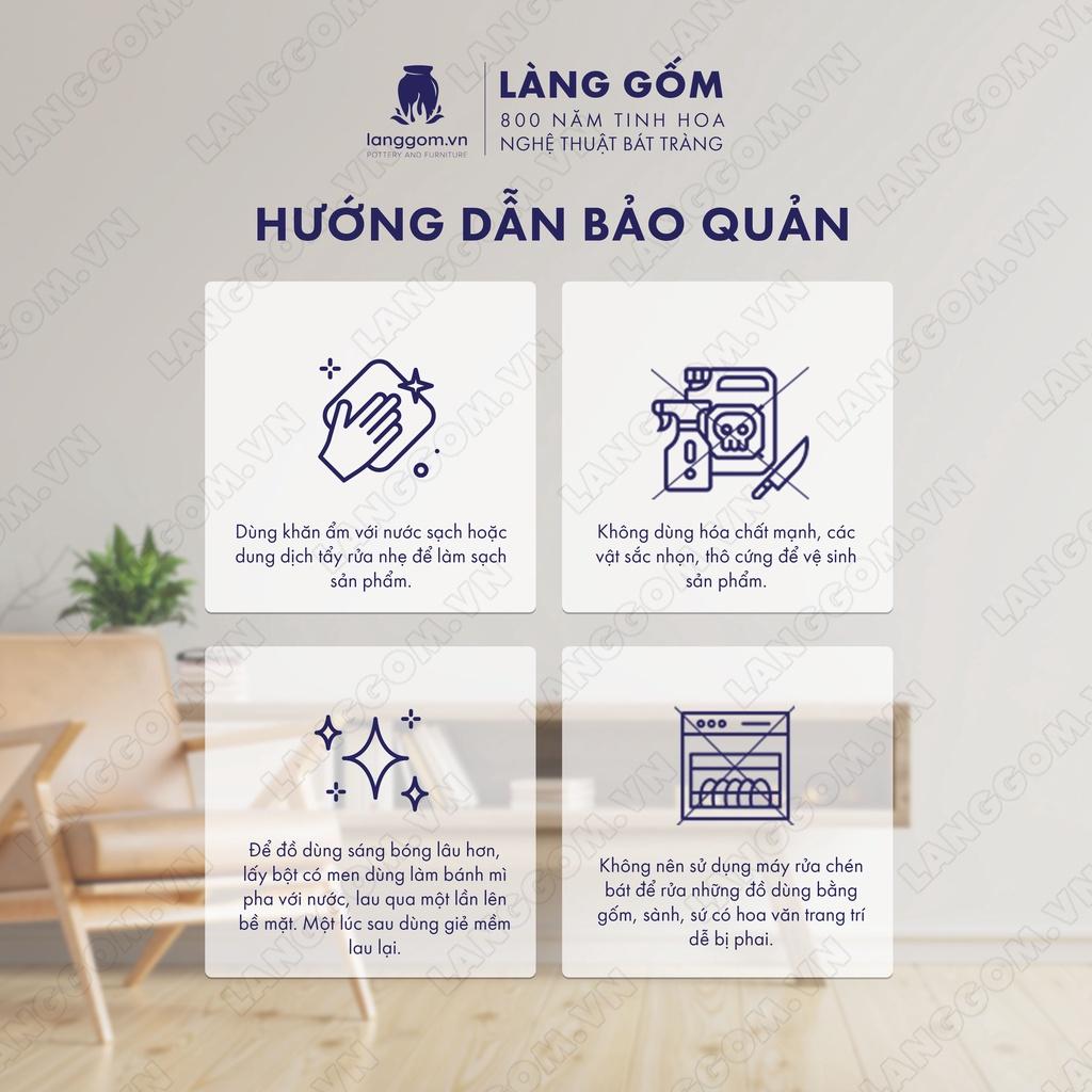 Bình hoa, lọ hoa Gốm sứ Bát Tràng cao cấp Men mát giỏ đan dùng làm quà tặng, trang trí - Làng Gốm Bát Tràng