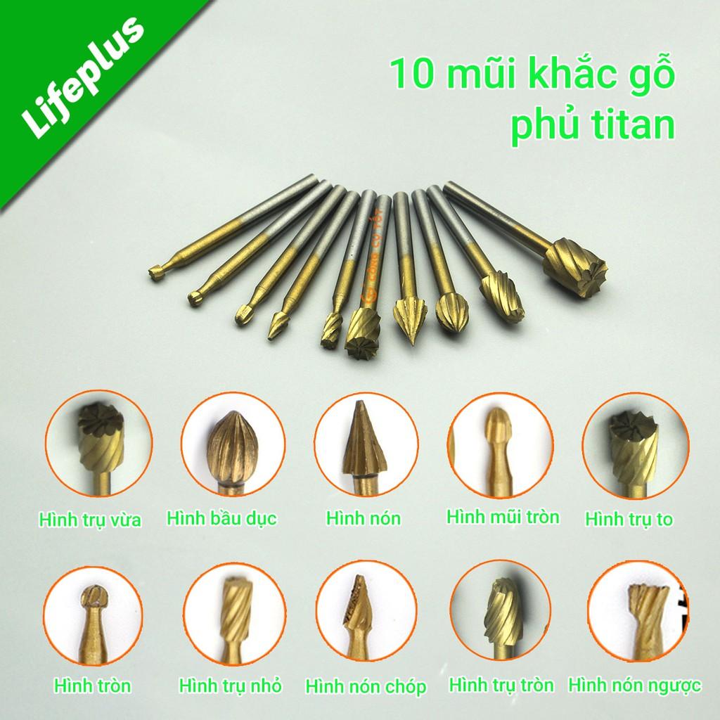 Bộ 10 mũi khắc gỗ phủ Titan