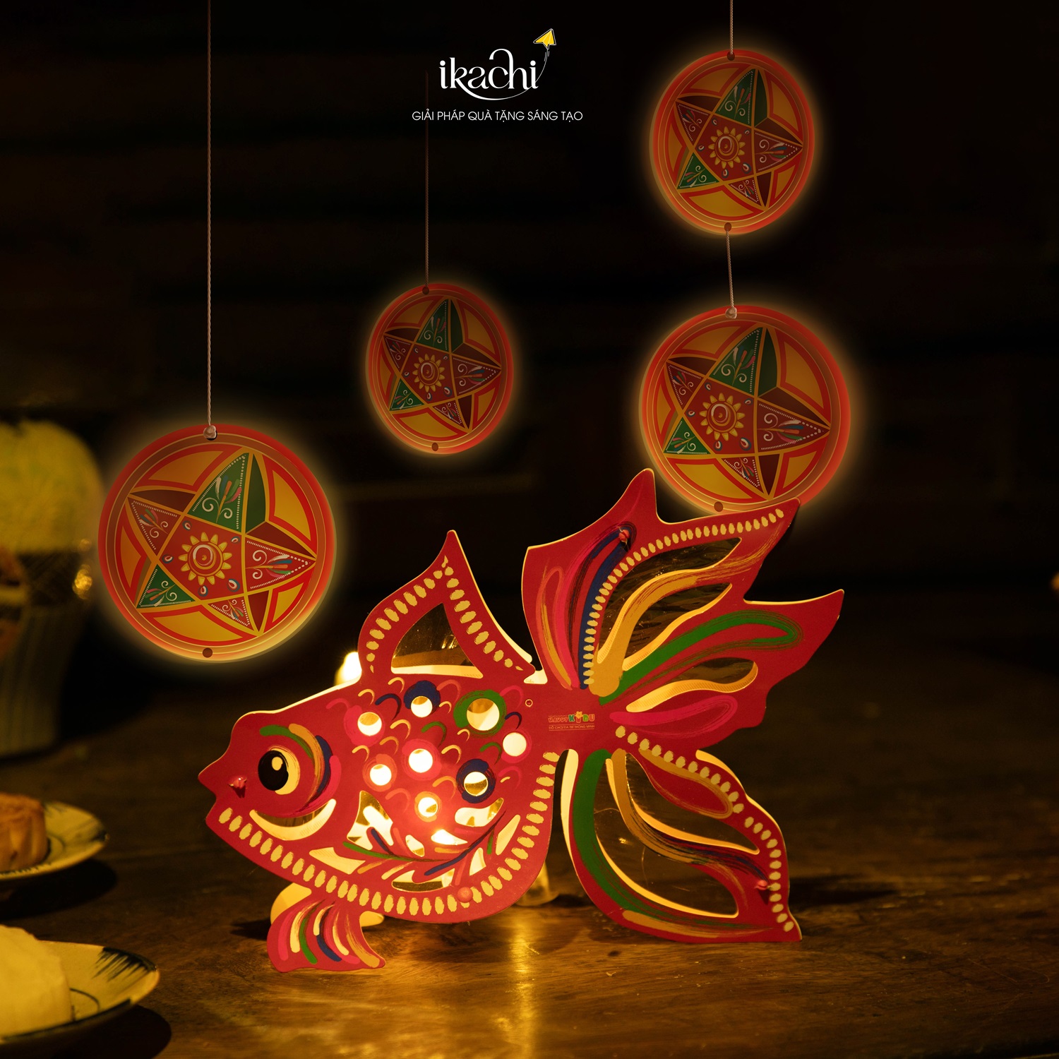 Lồng đèn Trung Thu Happy Kibu - Lồng đèn trang trí &quot;Ký ức tuổi thơ&quot; hình Cá (size lớn)