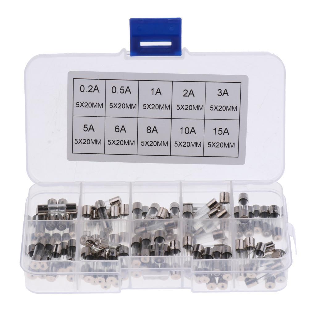 10x AGC Glass Holder Inline screw type 100Pcs Glass Tube Fuses Kit