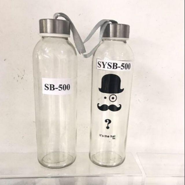 Combo 7 bình đựng nước thủy tinh 500ml in hình