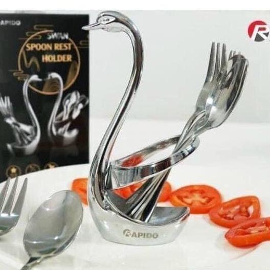 Giá Thìa Nĩa Hình THIÊN NGA Xinh Xắn Kèm 6 Thìa Dĩa - Chất Liệu INOX 304 Bền Đẹp Sang Trọng