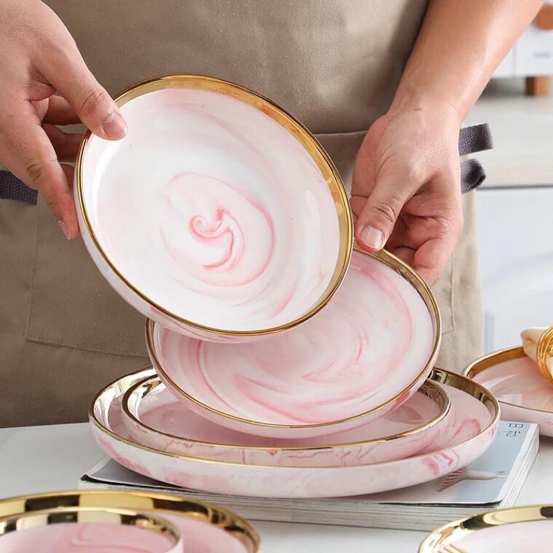 Sét bộ đồ ăn viền vàng 26 món