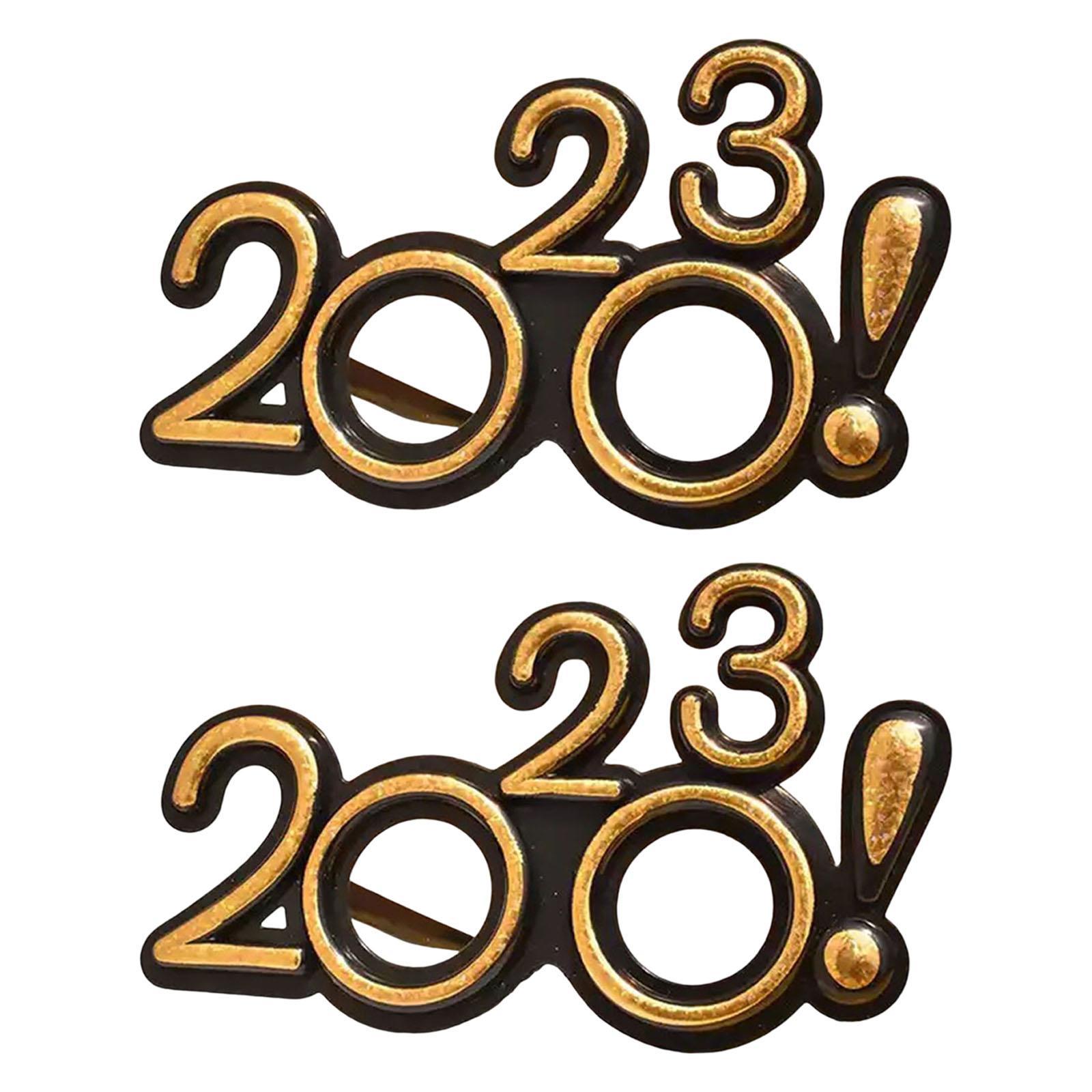 2x New Years Glasses Eve Party Supplies Photo Prop Decorations for Children