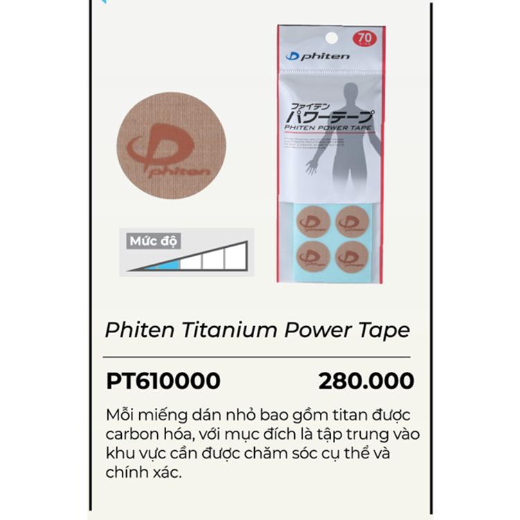 Miếng dán giảm đau Phiten titanium power tape (70 miếng) PT610000 hỗ trợ vận động, giảm đau vai gáy, đau khớp