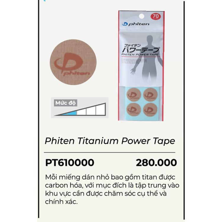 Miếng dán giảm đau Phiten titanium power tape (70 miếng) PT620000 hỗ trợ vận động, giảm đau vai gáy, đau khớp