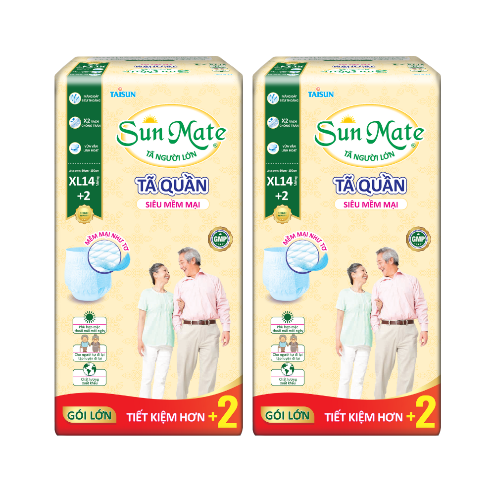 [Thêm 4 miếng] Combo 2 Tã quần người lớn SunMate Siêu Mềm Mại