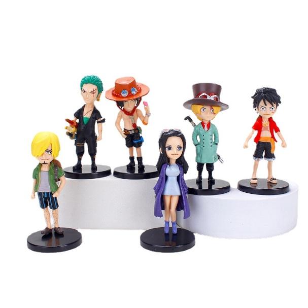 Mô Hình Nhân Vật One Piece, Bộ 6 Mô Hình Luffy, Zoro Cao 8cm, Trang Trí Decor, Bộ Sưu Tầm Nhận Vật Anime