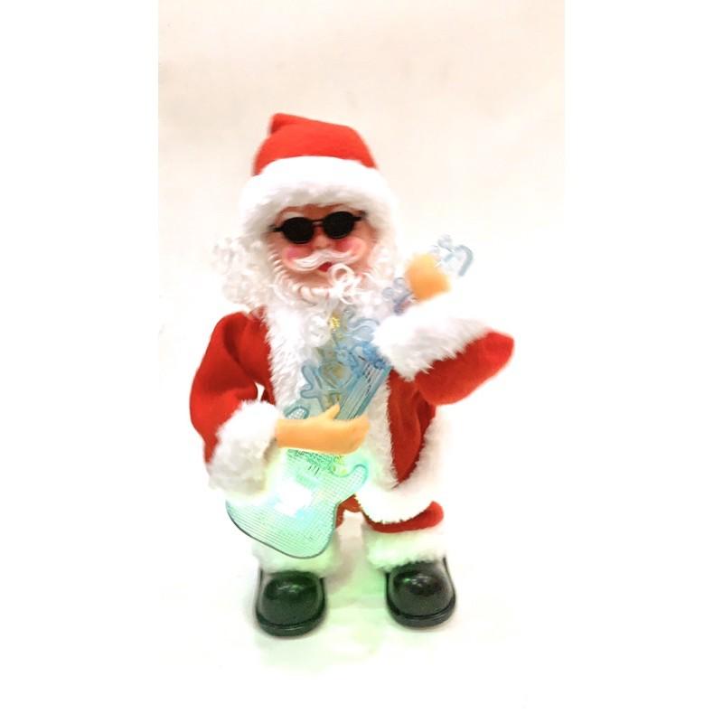 Đồ chơi ông già Noel đứng đánh đàn guita đeo mắt kính quà tặng - trang trí noel - giáng sinh