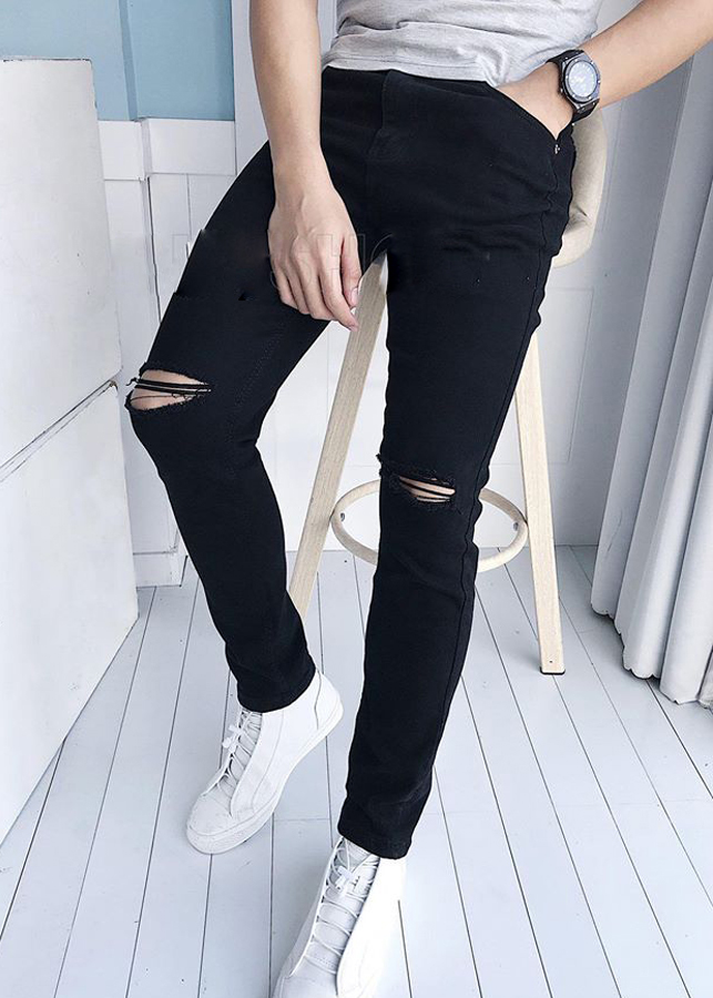 Quần Bò Nam Đen Rách Gối RACHGOI97