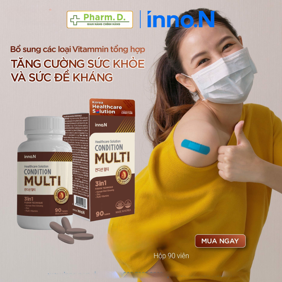 Viên Uống CONDITION Multi inno.N Bổ Sung Vitamin, Kẽm Và Chiết Xuất Hồng Sâm Hỗ Trợ Sức Khỏe (90 Viên)