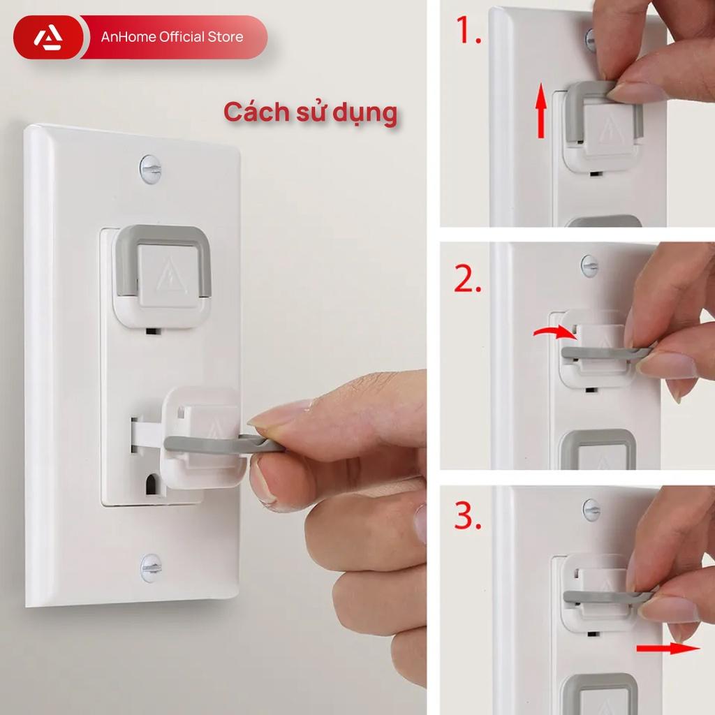 Nút bịt ổ cắm có lẫy khóa AnHome ES2, an toàn cho bé, quai cầm có thể gấp gọn gàng, dễ tháo lắp