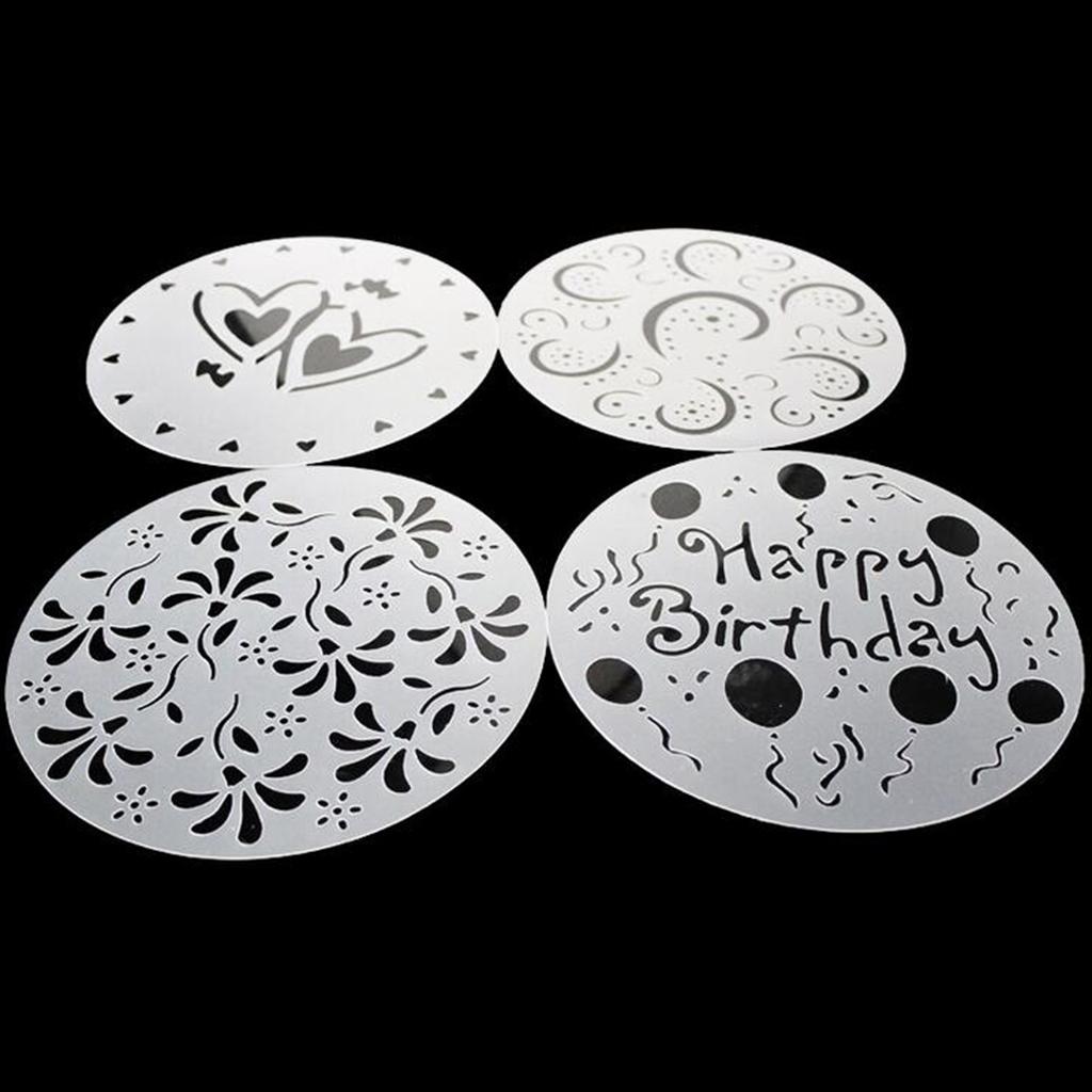 4 Pcs Variety Cake Cupcake Template Stencil Mold Birthday Spiral Decoration