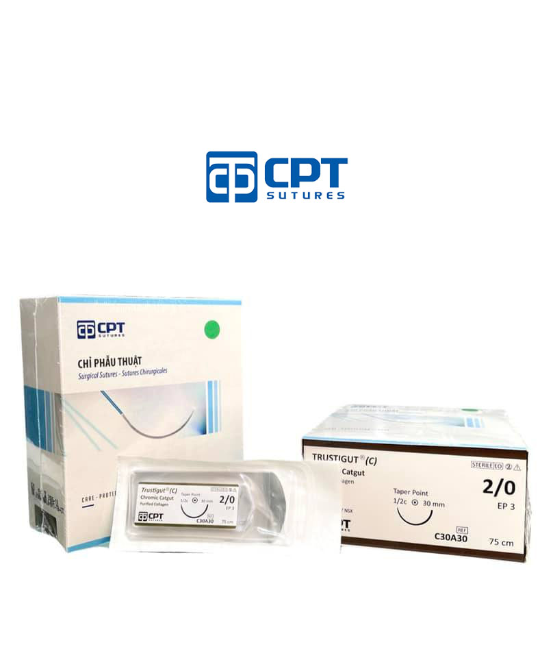 Chỉ phẫu tự tiêu tan chậm CPT Trustigut (C) Chromic Catgut số 2/0 - C30A30