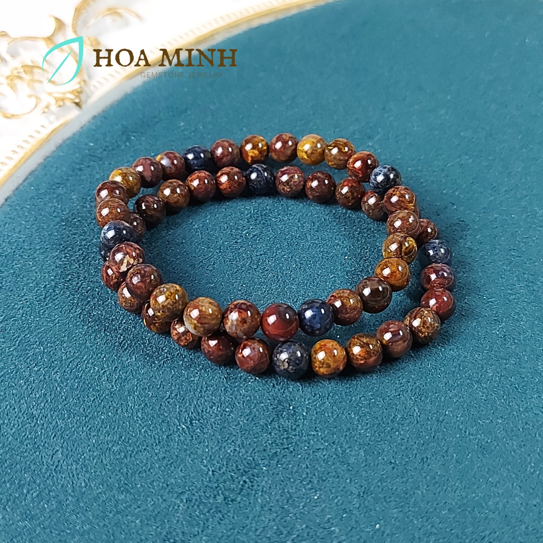 Vòng tay đá Pietersite "Giông Bão" thiên nhiên size 7 li hợp mệnh Thủy Mộc