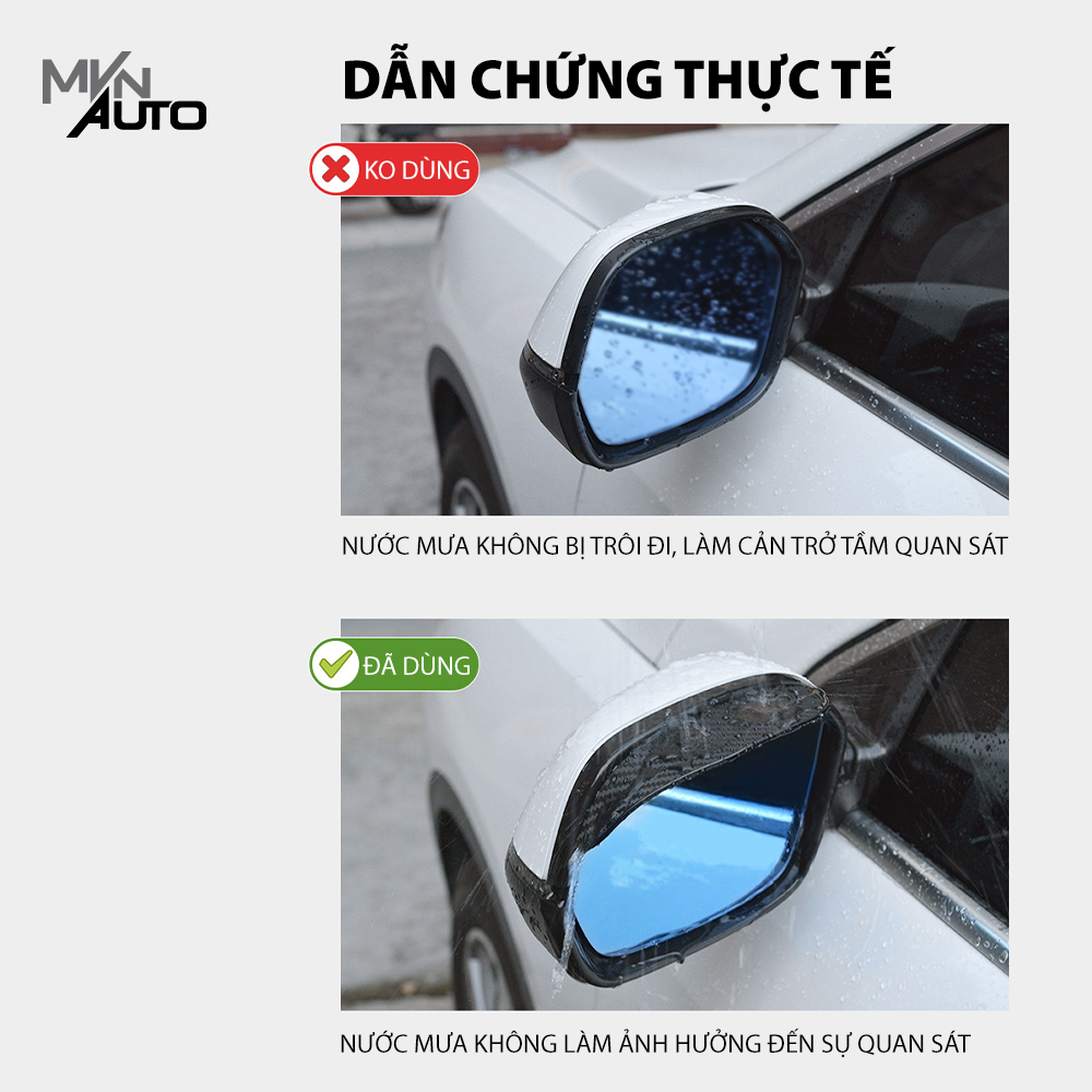 Bộ 2 Tấm Vè Che Mưa Chống Bám Nước Gương Chiếu Hậu Ô Tô Vân Carbon Thể Thao – Mvn Auto