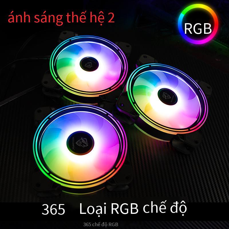 Đèn đảm bảo chất lượng quạt case máy tính thế hệ thứ hai 12cm tản nhiệt không ồn RGB đổi màu AURA đồng bộ đèn LED khẩu độ tốt hai mặt