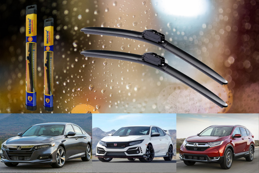 Com bo -cần gạt nước mưa ô tô Nano Silicon Macsim cho xe Honda XRV 2015-2017