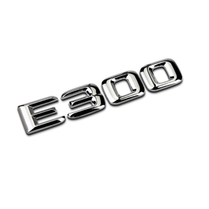 Decal tem chữ Inox E200 và E300 dán đuôi xe hơi ô tô dành cho xe Mercedes
