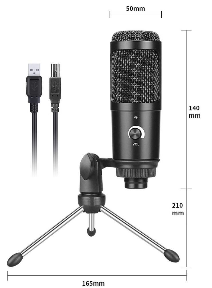 USB Microphone PC condenser Microphone Vocals Recording Studio Microphone for YouTube Video Skype Chatting Game Podcast