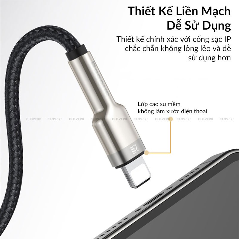 Dây Sạc Nhanh Baseus Cafule Metal Series Data Cable USB to IP 2.4A cho iPhone | Hàng Chính Hãng