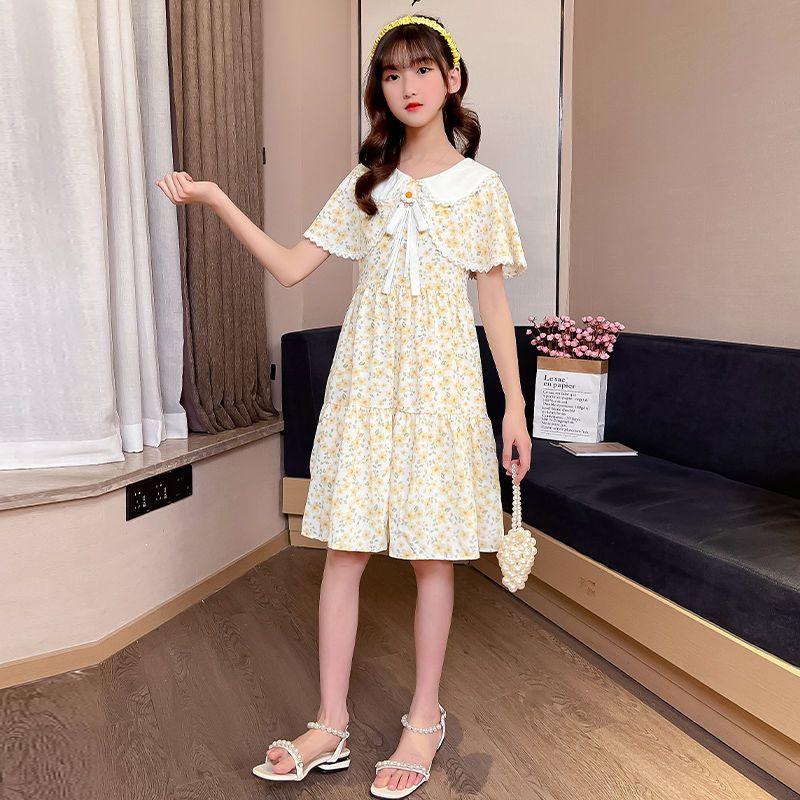 DONGSHOP Cô gái mảnh hoa đầm mùa hè mỏng bé váy trẻ em 2023 trẻ em ăn mặc cô gái tây váy công chúa