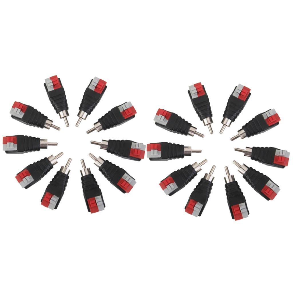 10PCS 200W Speaker Wire Cable to Audio Male RCA Connector Adapter Jack Plug